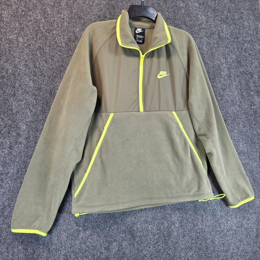 Nike Mens Winterized Half Zip Fleece Pullover Medium Green Neon Casual - Picture 2 of 10
